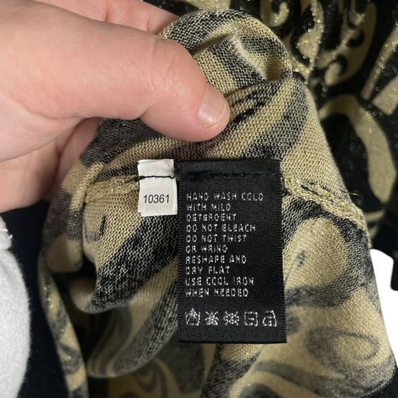 VINTAGE August Silk Knits Metallic Paisley Blouse in Black/Gold Size L - Picture 6 of 11